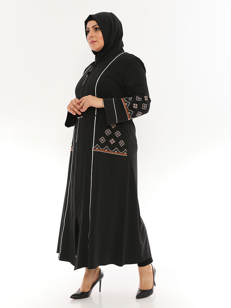 Orientalische Abaya mit Stickereien an Ärmeln und Seiten  - MOSMO