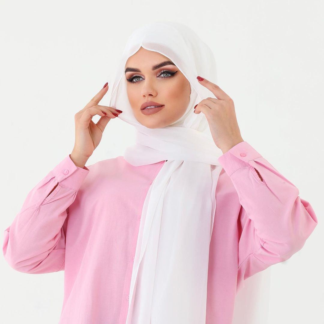 Hijab mit Chiffon-Schal einteilig