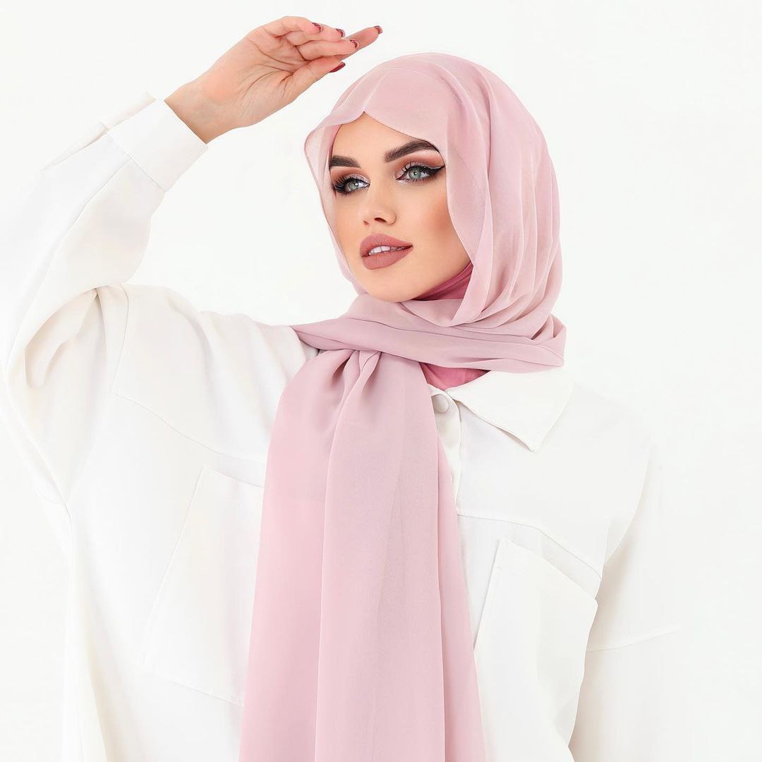 Hijab mit Chiffon-Schal einteilig