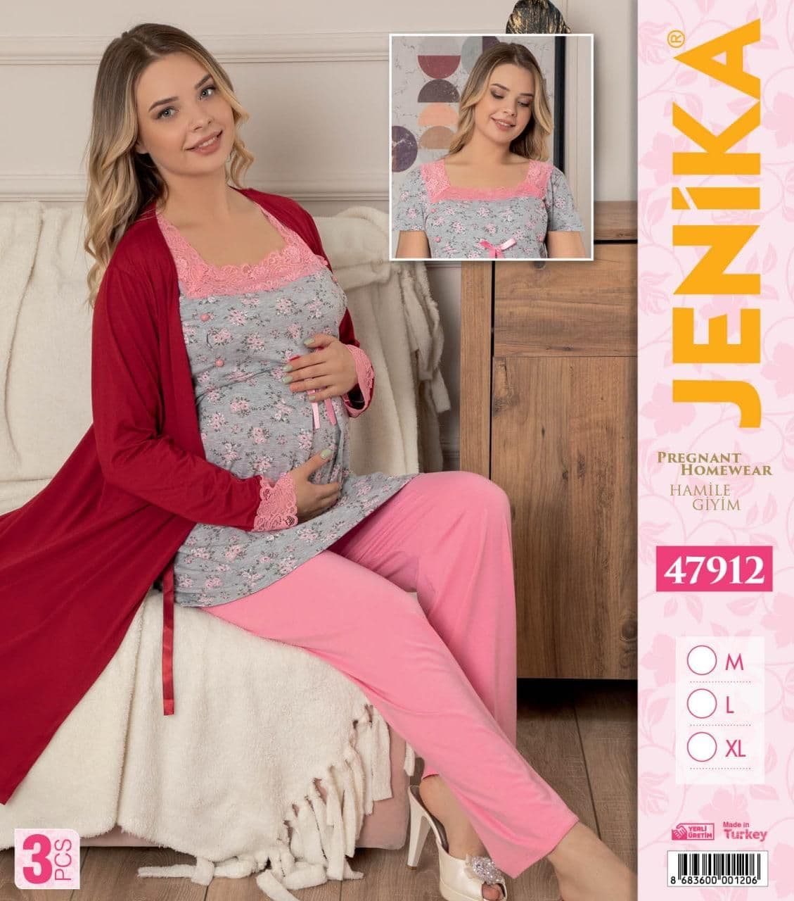 Dreiteiliger Schlafanzug für Schwangere