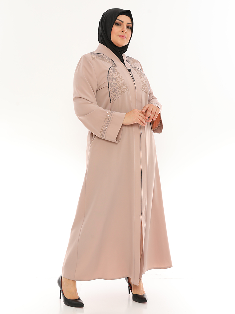 Bestickte Abaya von Brust und Ärmeln - MOSMO