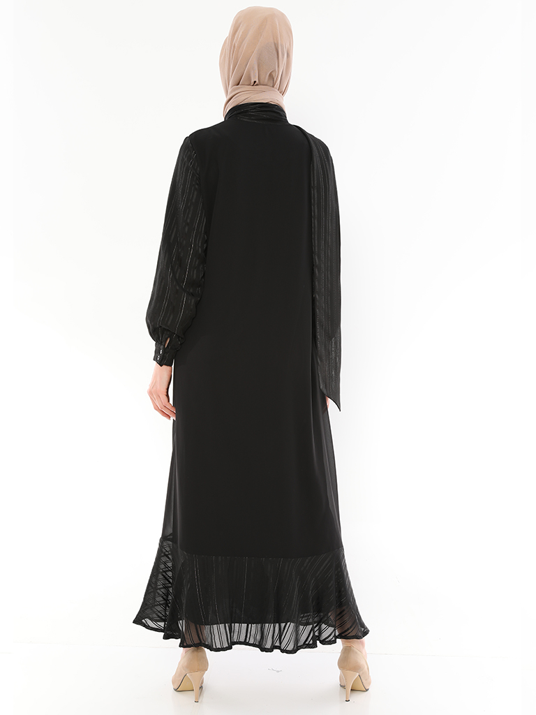 	Abaya mit Chiffonärmeln und Chiffonkanten