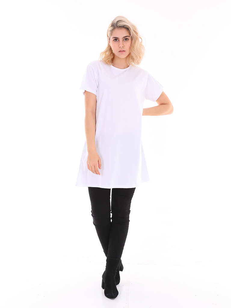 Einfarbiges weißes Baumwoll-T-Shirt mit halben Ärmeln