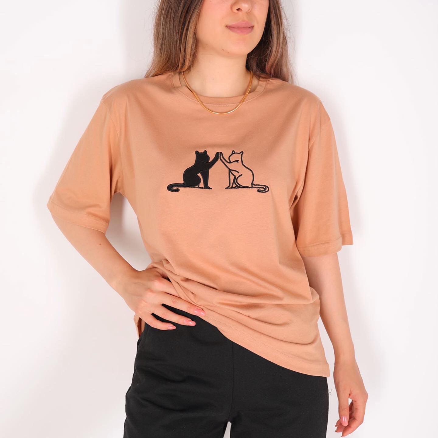 	Baumwoll-T-Shirt mit halben Ärmeln 